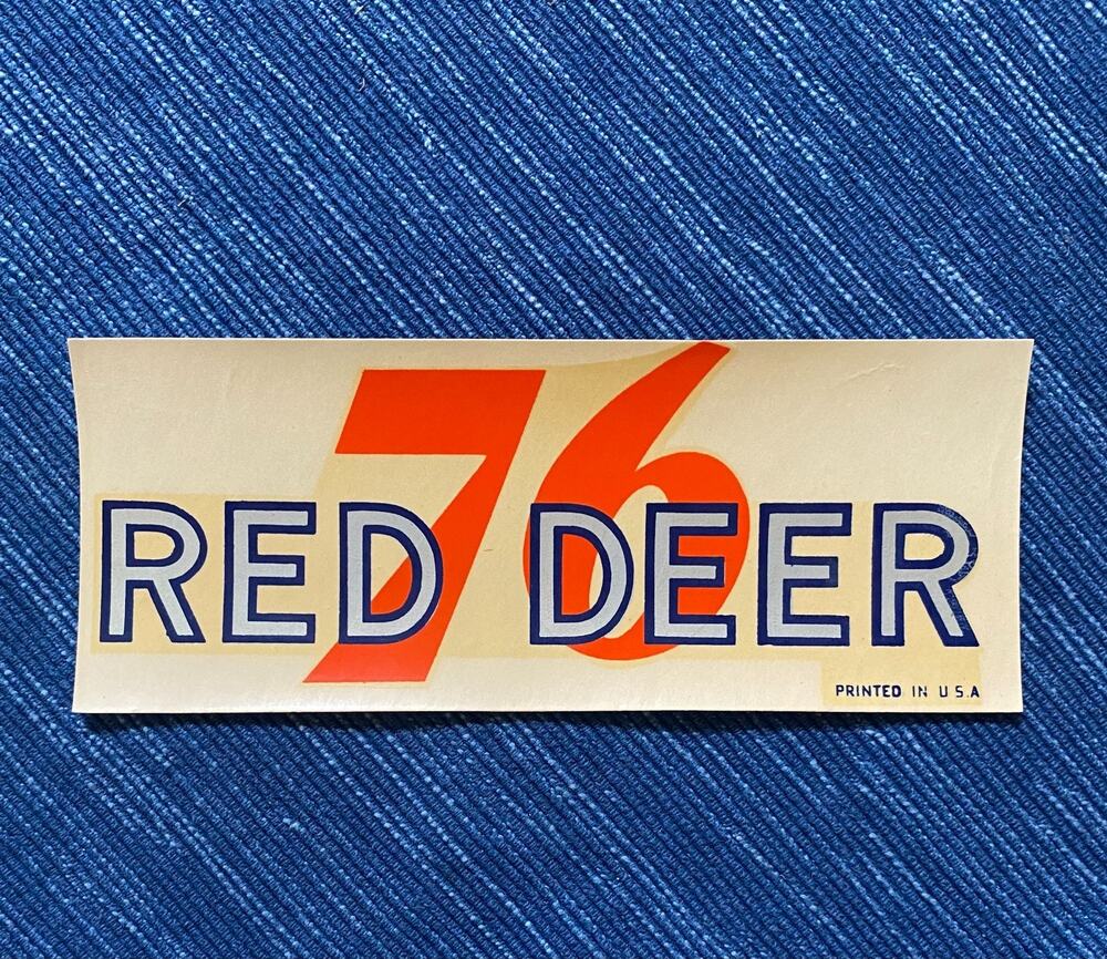 Vintage Union 76 Oil Red Deer Alberta Canada Decal Gas Station Travel Souvenir